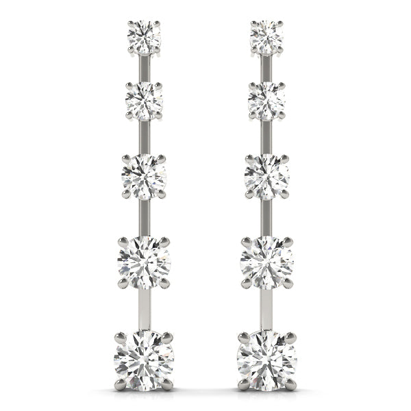 White Gold Lab Diamond Journey Earrings