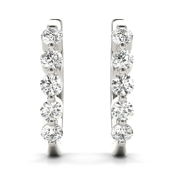 Platinum Diamond Hoop Earrings - Lab Created