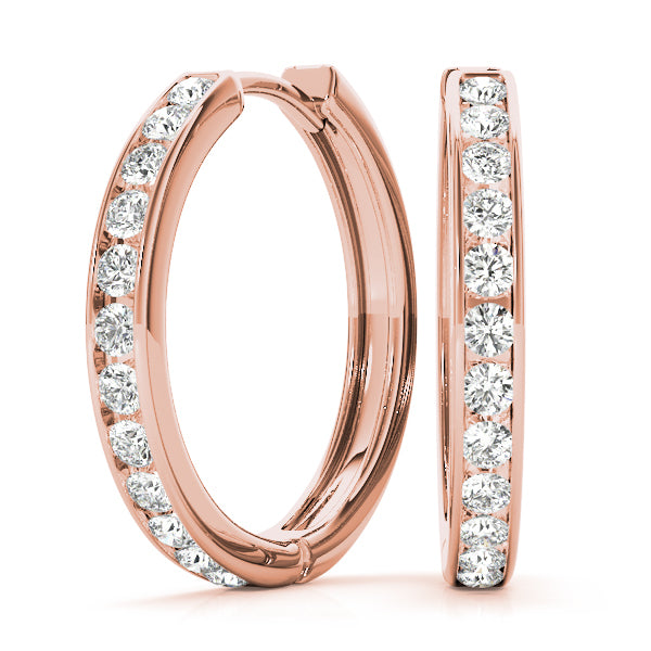18K Rose Gold Lab Diamond Hoop Earrings