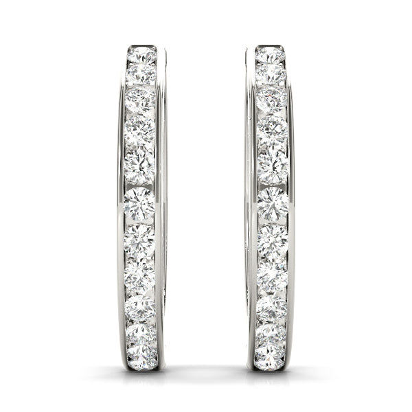 White Platinum 12-Diamond Hoop Earrings