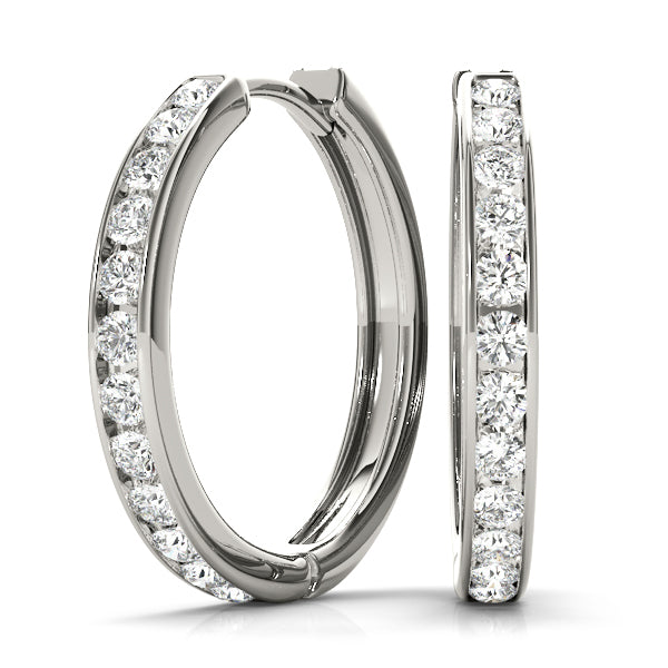 18K White Gold Lab Diamond Hoop Earrings