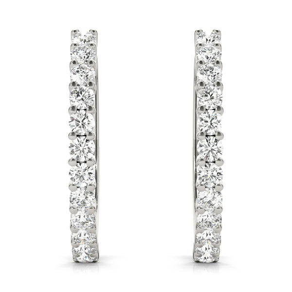 White Platinum Diamond Hoop Earrings - Lab Grown