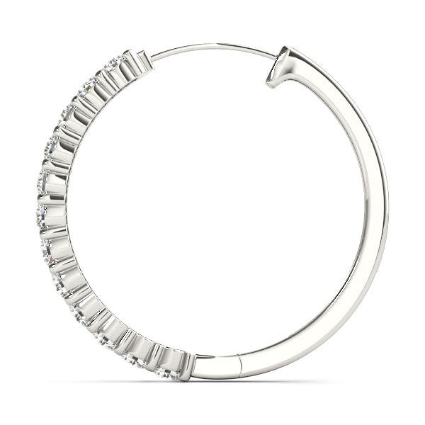 14K White Gold Lab Diamond Hoop Earrings