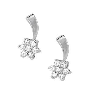 White Gold Lab Diamond Cluster Earrings
