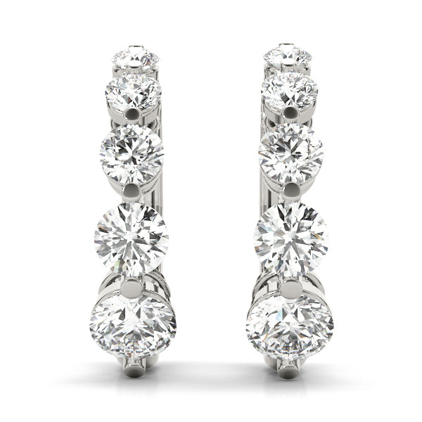 Platinum White Diamond Journey Earring Pair