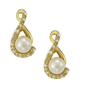 Lab Diamond Pearl Center Stud Earrings
