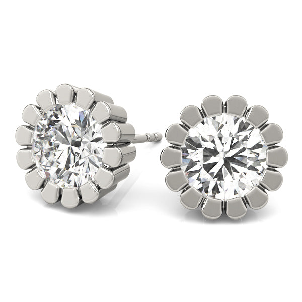 Platinum 1.0 CT Lab Diamond Round Stud Earrings
