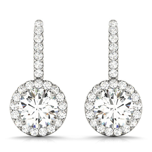 White Gold Lab Diamond Halo Earring Pair