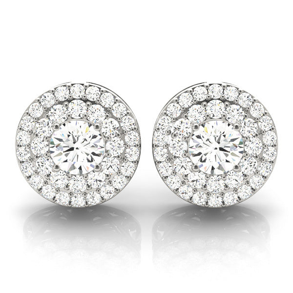 White Platinum Lab Diamond Halo Earring Pair