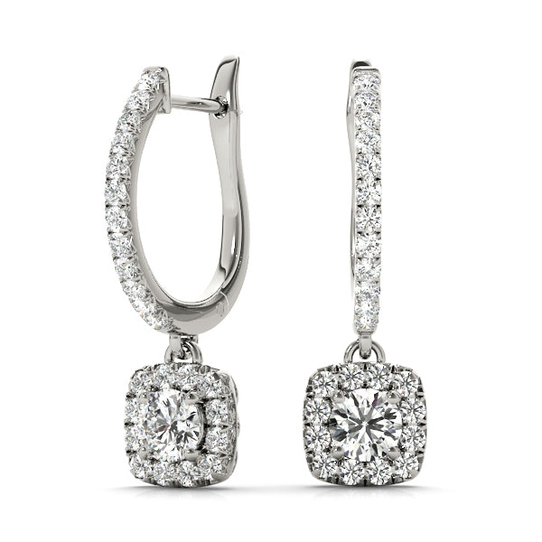 Platinum White Lab Diamond Halo Earrings