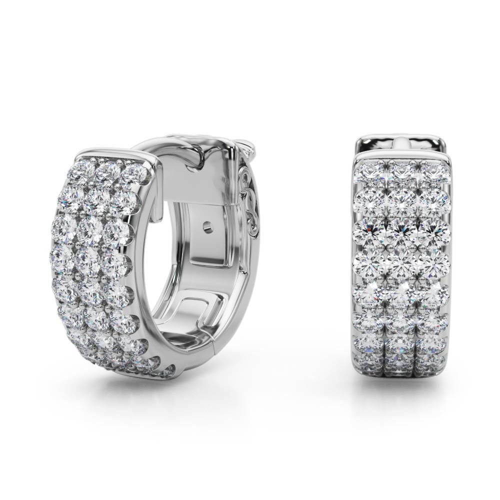 1/4 ct tw Lab Diamond .5 Inch 3 Row Flat Hoop