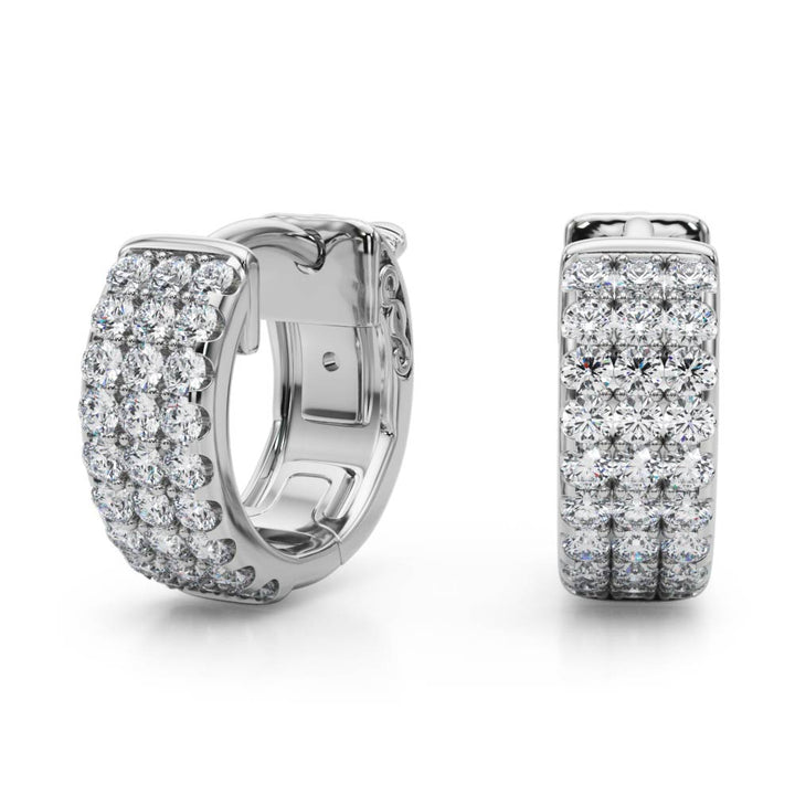 1/4 ct tw Lab Diamond .5 Inch 3 Row Flat Hoop