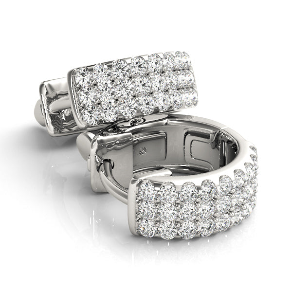 1/4 ct tw Lab Diamond .5 Inch 3 Row Flat Hoop