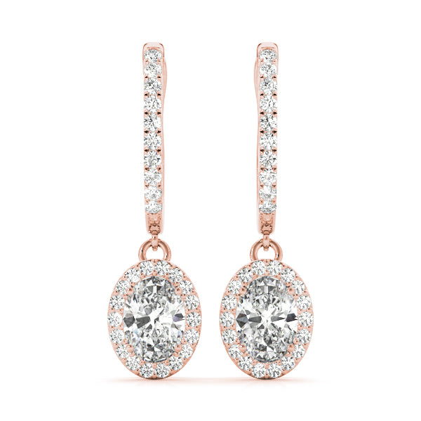Rose Gold Lab Diamond Halo Earring Pair
