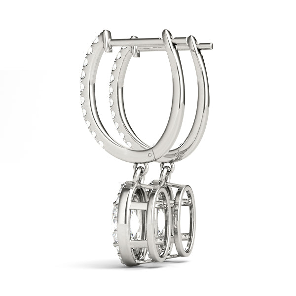 White Gold Diamond Halo Earrings - Oval Brilliance