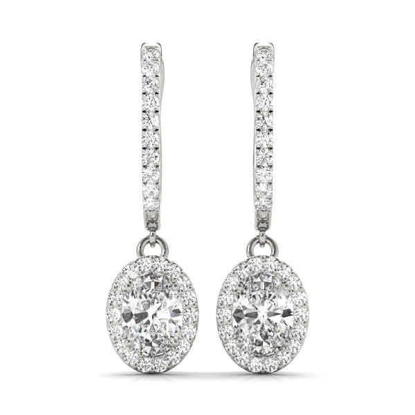 White Gold Lab Diamond Halo Earring Pair