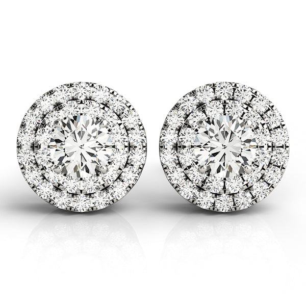 Platinum White Diamond Halo Earrings