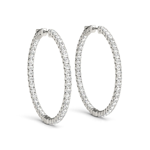 7/8 ct tw Lab Diamond 1.4 Inch 4 Prong Round Hoop