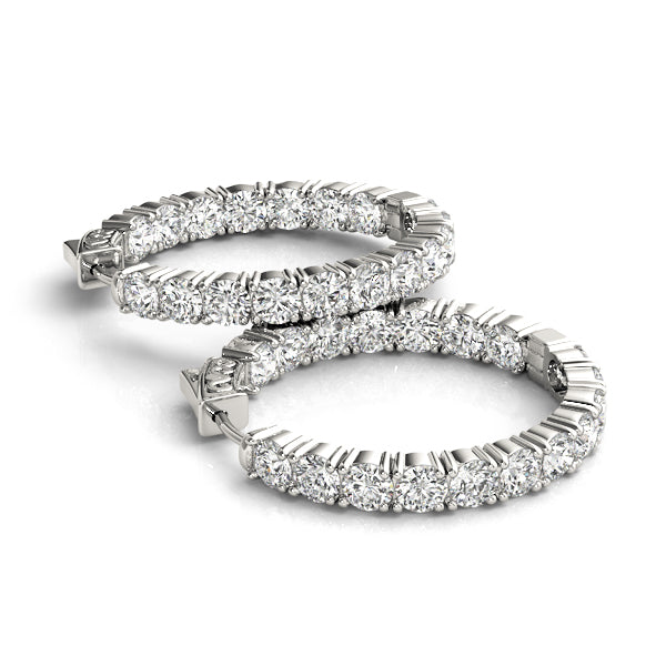 6 1/2 ct tw Lab Diamond 1.2 Inch 4 Prong Round Hoop