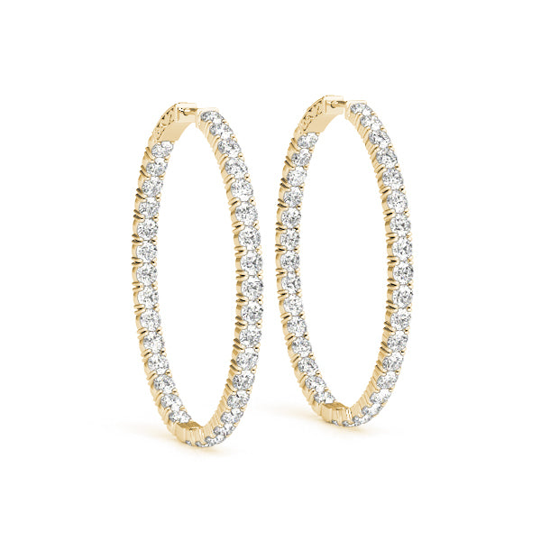 18K Yellow Gold Lab Diamond Inside Out Hoop Earrings
