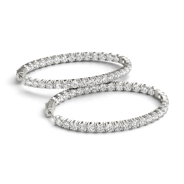 2 3/4 ct tw Lab Diamond 1.25 Inch 4 Prong Round Hoop