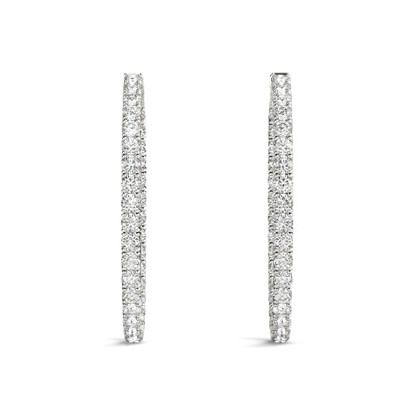 2 3/4 ct tw Lab Diamond 1.25 Inch 4 Prong Round Hoop