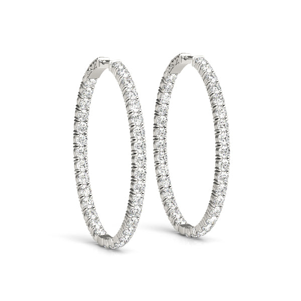 2 3/4 ct tw Lab Diamond 1.25 Inch 4 Prong Round Hoop