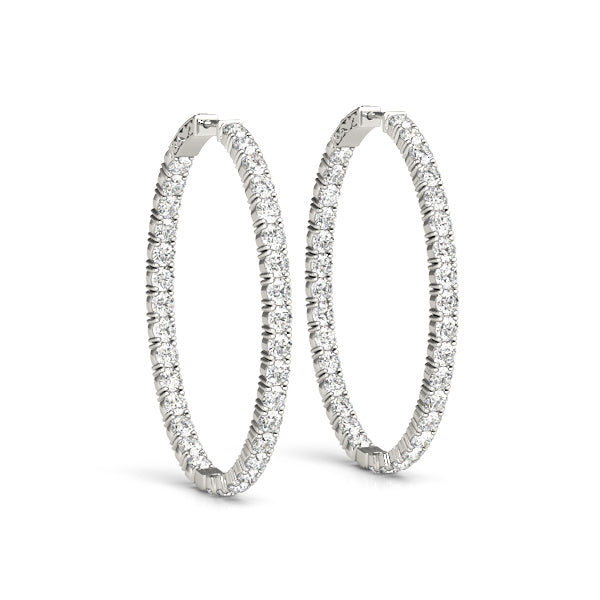 14K White Gold Lab Diamond Inside Out Hoop Earrings