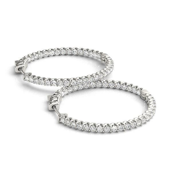 1/4 ct tw Lab Diamond .75 Inch 2 Prong Round Hoop