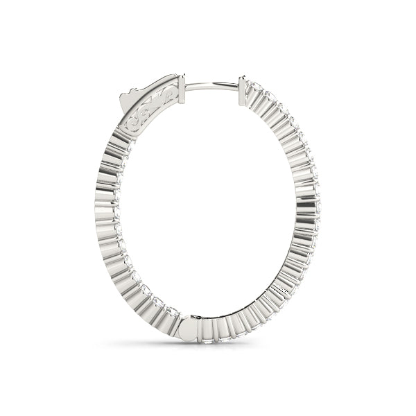 4 7/8 ct tw Lab Diamond 1.4 Inch 2 Prong Oval Hoop