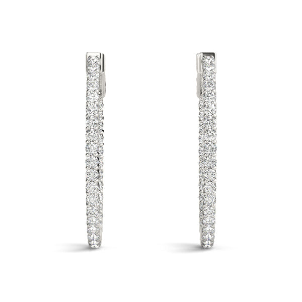 2 5/8 ct tw Lab Diamond 1.25 Inch 2 Prong Oval Hoop