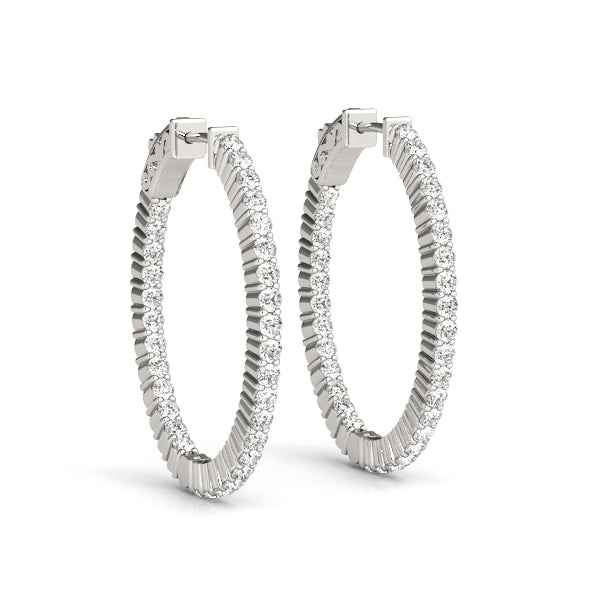 2 5/8 ct tw Lab Diamond 1.25 Inch 2 Prong Oval Hoop