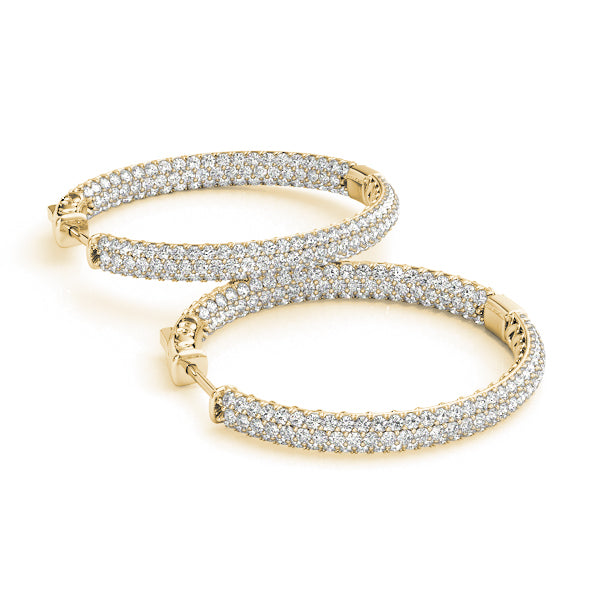 .6 INCH 3 ROW PAVE ROUND HOOP Complete per pair.