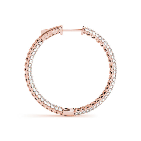 .6 INCH 3 ROW PAVE ROUND HOOP Complete per pair.
