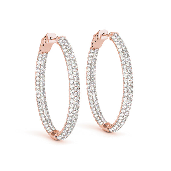 1 ct tw Lab Diamond 1.5 Inch 3 Row Pave Oval Hoop