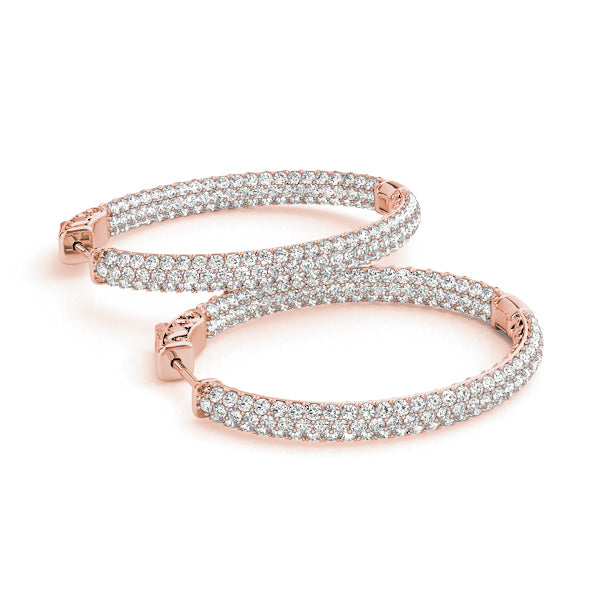 14K Rose Gold Lab Diamond Pave Oval Hoops