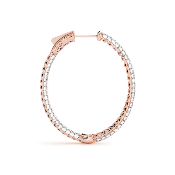 14K Rose Gold Lab Diamond Pave Oval Hoops