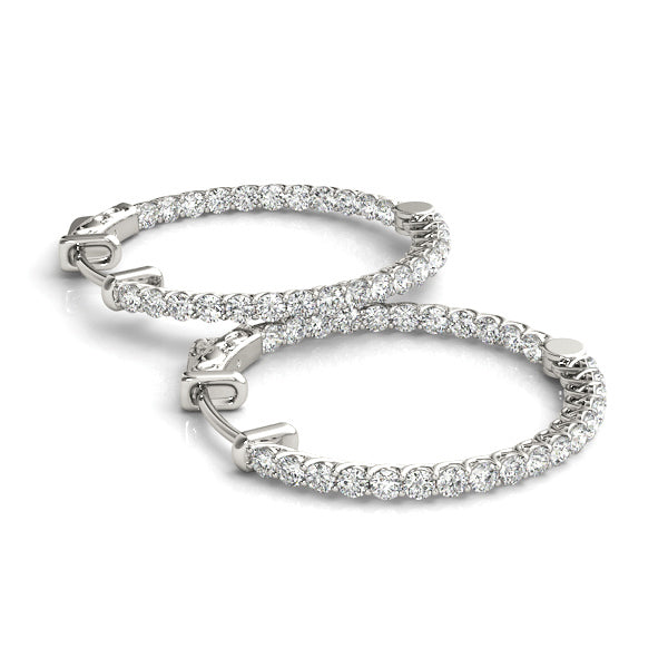 White Gold Lab Diamond Inside Out Hoop Earrings