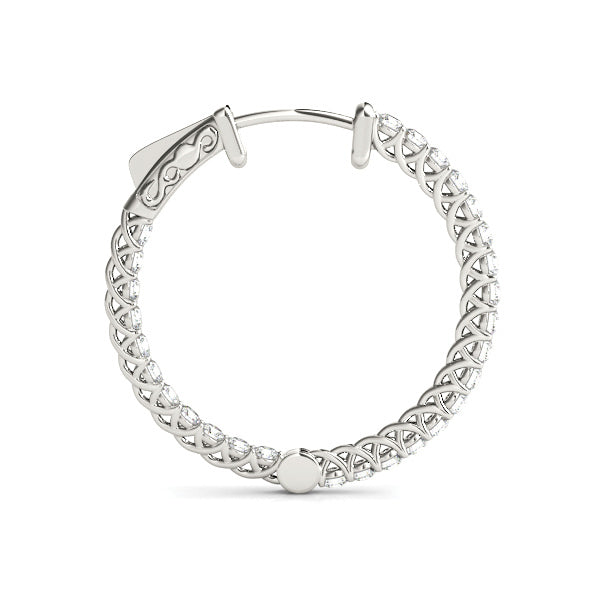 White Gold Lab Diamond Inside Out Hoop Earrings