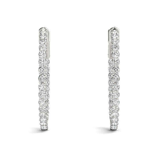 3/4 ct tw Lab Diamond 1 Inch Lucida Round Hoop