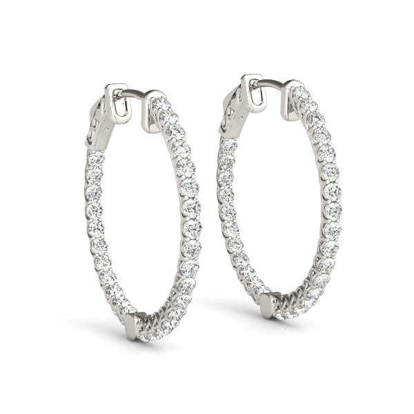Diamond Lab Grown Inside Out Hoop Earrings 14K Gold