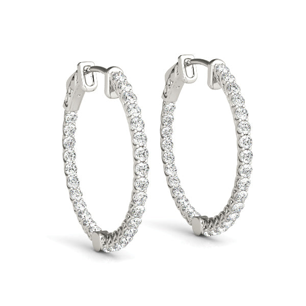 3/4 ct tw Lab Diamond 1 Inch Lucida Round Hoop