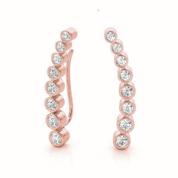 Rose Gold Lab Diamond Ear Climber Pair