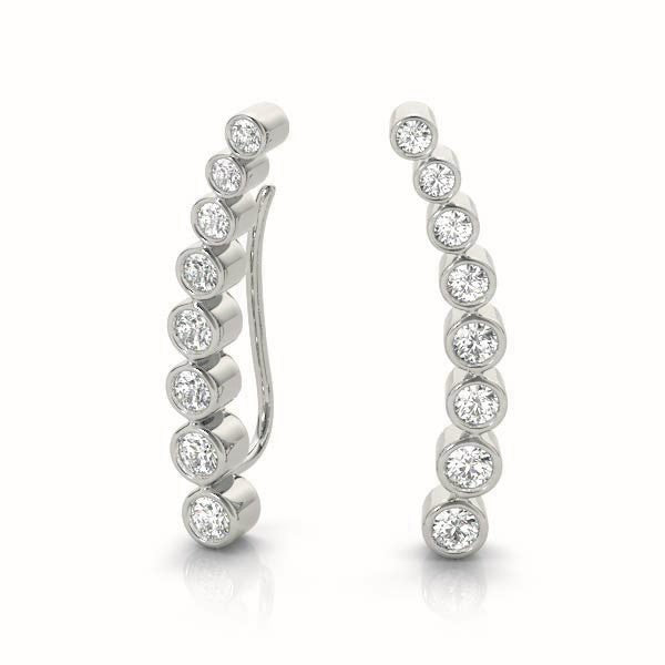 Lab Diamond Round Ear Climbers