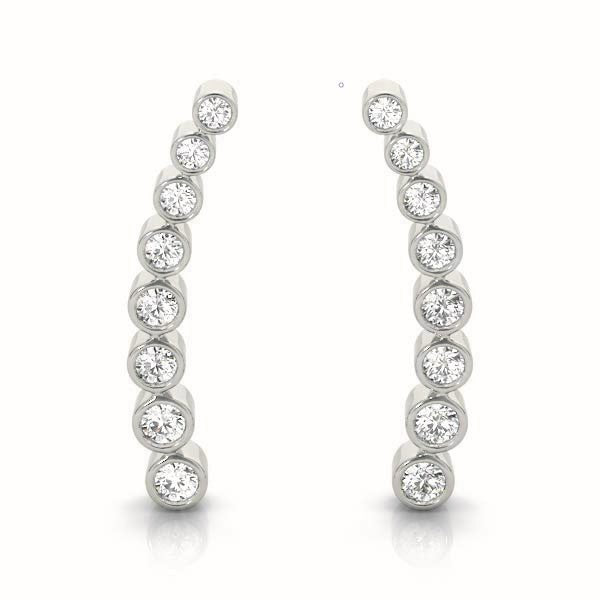 Lab Diamond Round Ear Climbers
