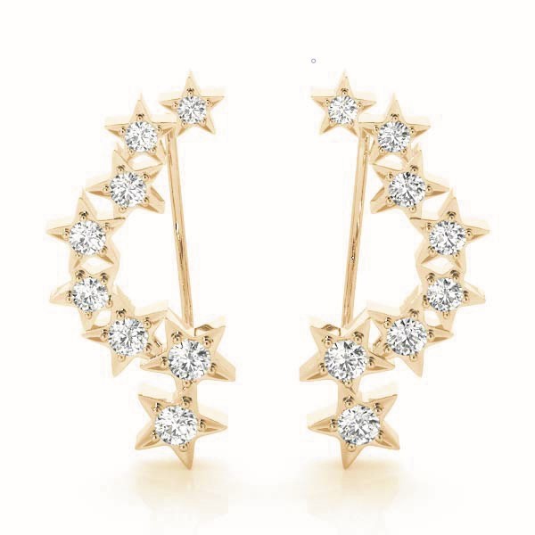 14K Yellow Gold Lab Diamond Ear Climbers
