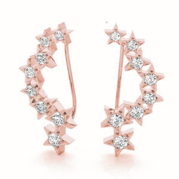 18K Rose Gold Diamond Ear Climbers