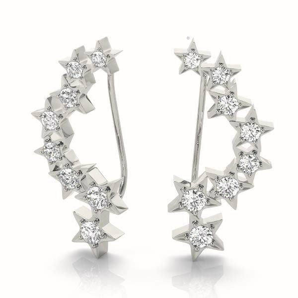 White Gold Lab Diamond Ear Climber Earrings