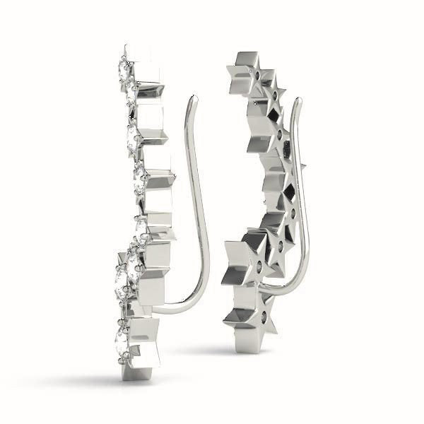 14K White Gold Lab Diamond Ear Climbers