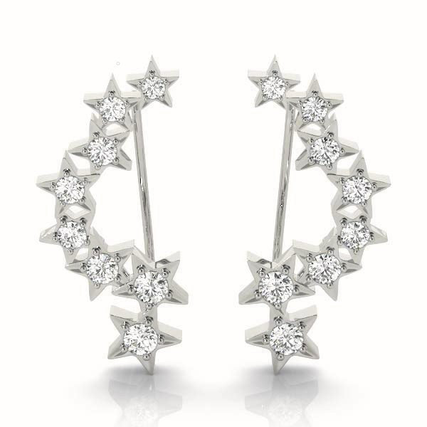 White Gold Lab Diamond Ear Climber Earrings
